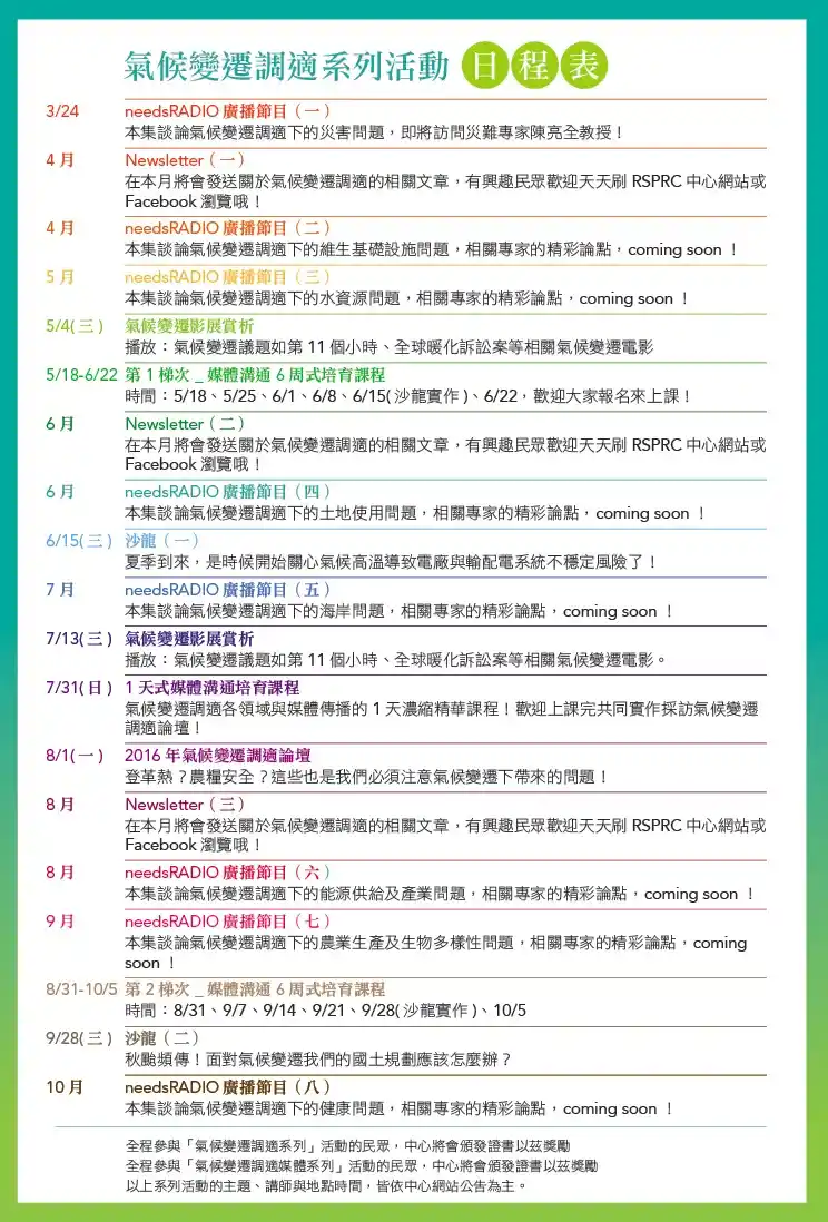 climate change schedule